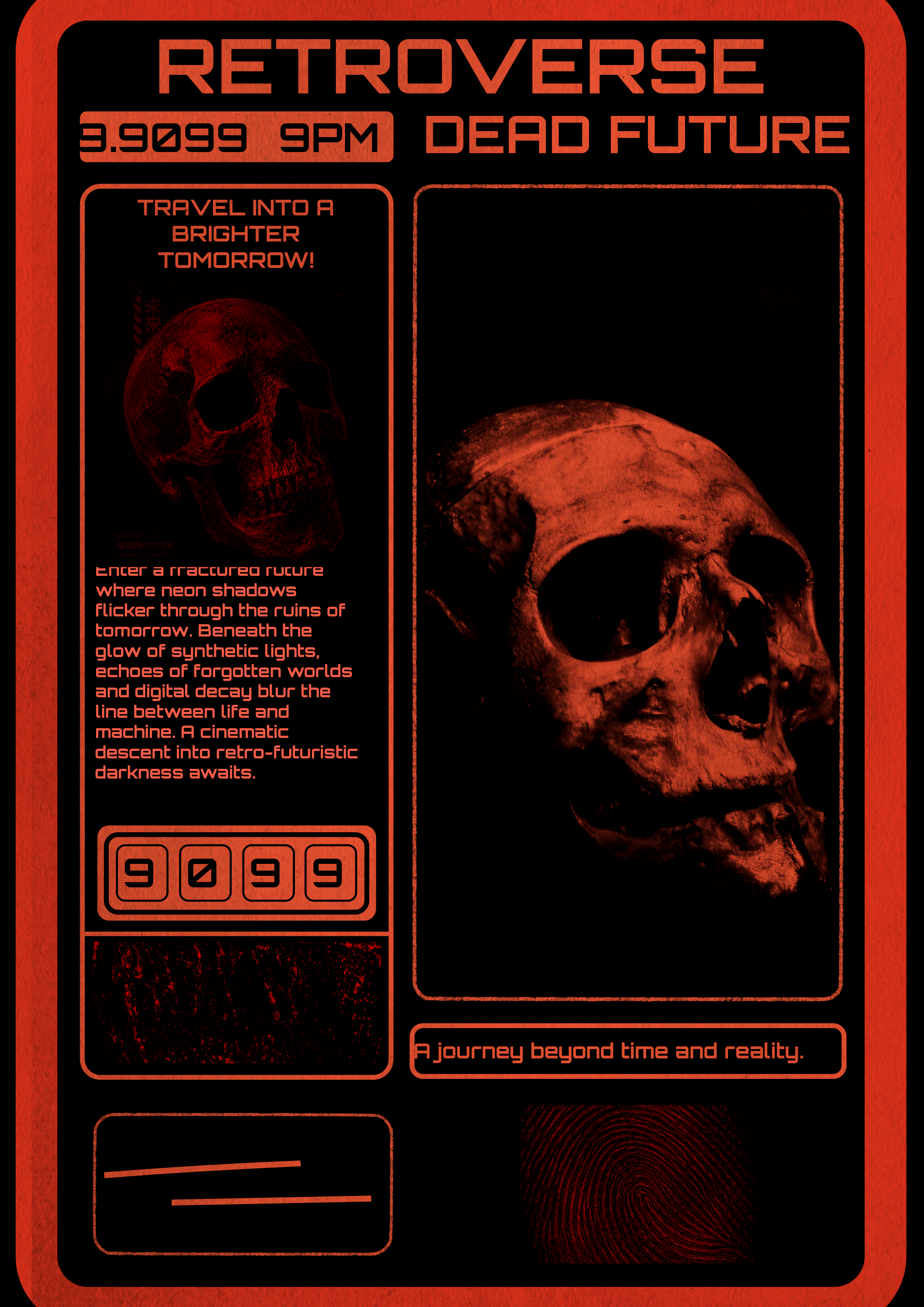 Retroverse: Dead Future – Retro Futuristic Skull Poster