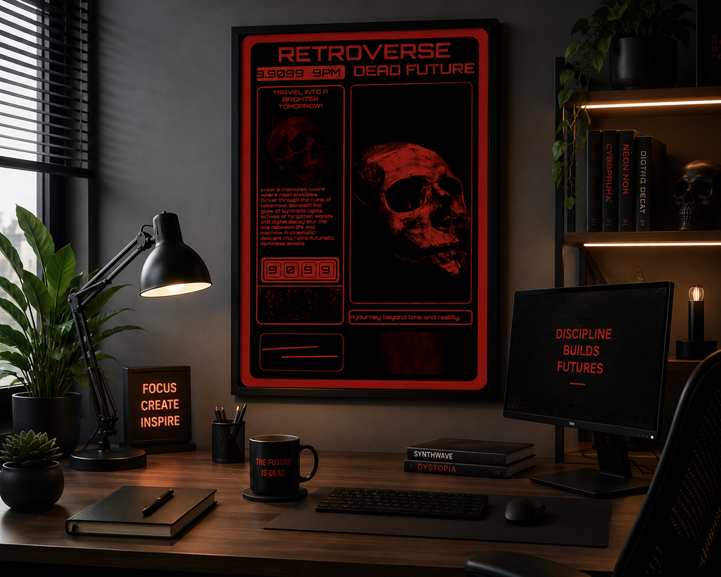 Retroverse: Dead Future – Retro Futuristic Skull Poster
